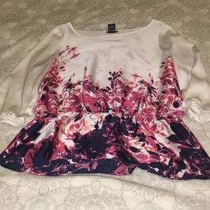 White and pink blouse size medium